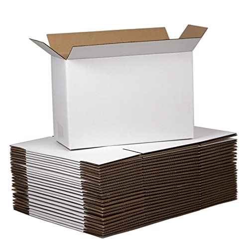 Image of 12x8x5 Inches Shipping Boxes, White Corrugated Cardboard Boxes for Small Bussiness, 25 Pack