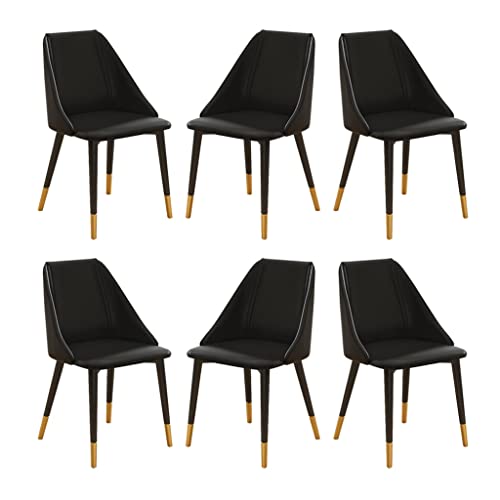 SJIALEN Dining Chairs Set of 6, with Metal Legs Living Room Chairs Water Proof PU Leather Modern Bedroom Balcony Lounge Chair Kitchen Chair (Color : Black, Size : Metal feet)