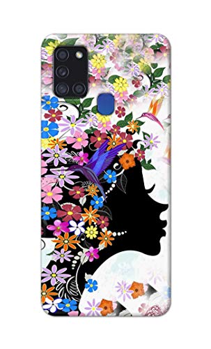 Image of Printed Hard Back Cover Case for Samsung Galaxy A21s Back Cover (Floral Hairstyle Girl) -1803