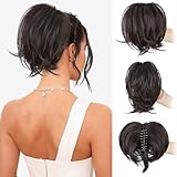 BOGSEA Claw Clip Ponytail Hair Extension - 8 Inch Short Ponytail DIY Bendable Wires Hair Piece for Women Synthetic Fake Pony Tails Daily Use - Brown