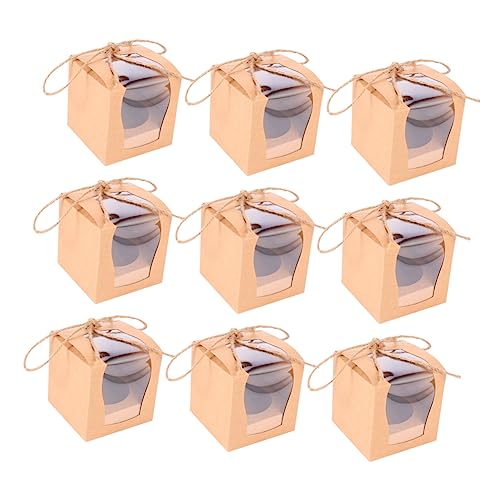 Cabilock 10pcs Paper Cupcake Boxes Window Baked Goods Boxes for Wedding Birthday Party