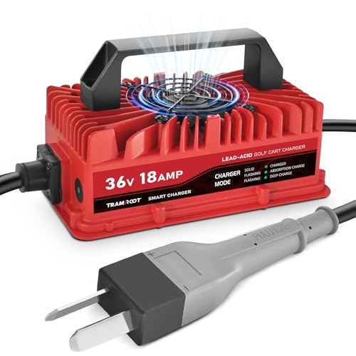TRAMROOT 18 Amp Golf Cart Charger for 36 Volt Club Car, EZGO & Yamaha Lead Acid Battery with Upgraded Crowfoot Plug