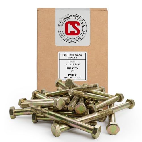 Chenango Supply 1/2-13 x 5 Inch Grade 8 Hex Head Bolts