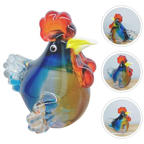 Statue en Verre Coq Décoratif Artisanal Transparent Unique - 6