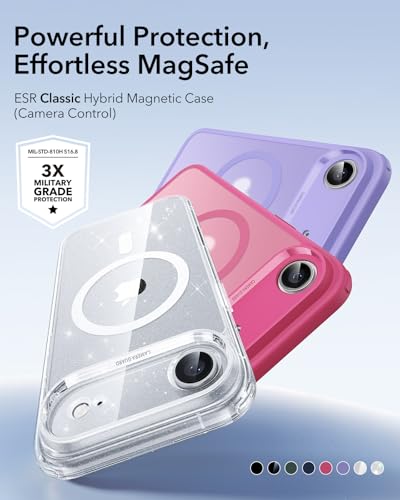 Image of ESR for iPhone Air Case, Camera Control Cover, Compatible with MagSafe, Shockproof Military-Grade Protection, Magnetic Phone Case for iPhone Air, Classic Hybrid Case, Frosted Purple