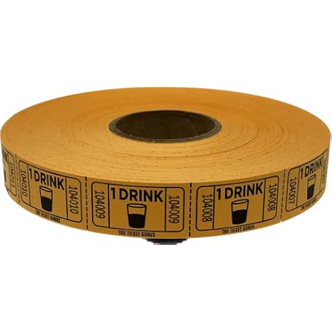 The Ticket Gurus-roll of 2000 Orange Drink Tickets Single Roll Consecutively Numbered Raffle Tickets Cover