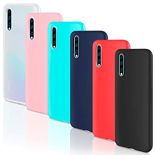 Leathlux 6 x Funda Samsung Galaxy A01, 6 Unidades Carcasas Juntas Ultra Fina Silicona TPU Flexible Colores Carcasas Samsung Galaxy A01 - Translúcido Rosa Verte Azul Rojo Negro