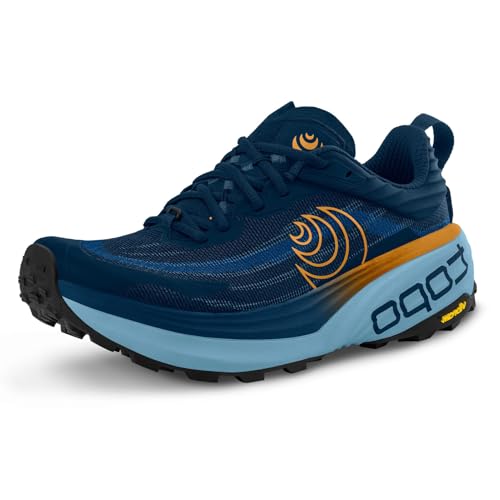 Topo Athletic Men's Vista Lightweight Comfortable 5MM Drop Trail Running Shoes, Athletic Shoes for Trail, Navy/Orange, Size 14