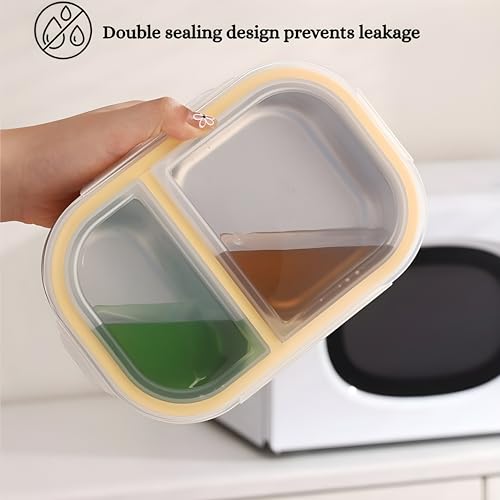 Image of Motka Premium 800 ml 2-Compartment Bento Lunch Box | Stainless Steel Slim Compact Tiffin | Leak-Proof Food Container| BPA & Odour-Free| Dishwasher Safe | Ideal for Office, Travel & School (Yellow)