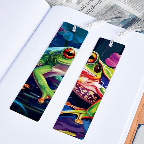 Marque-pages grenouille contre la perte de page lot de 6 avec pompons