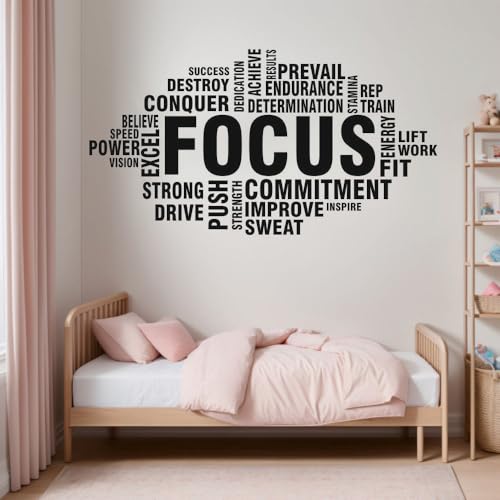 Image of Pvc Focus Word Office - Inspirational - Motivational - Quotes - Wall Sticker for Kids Room, Living Room, School, Library, Gym (Size - 65CM X 125CM), self-adhesive