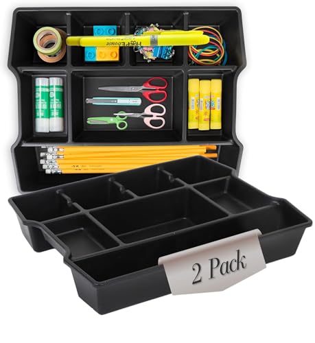 Manaloom Extra Deep Drawer Organizer Tray - 8 Compartment Desk Drawer Tray Dividers - 2 Pack