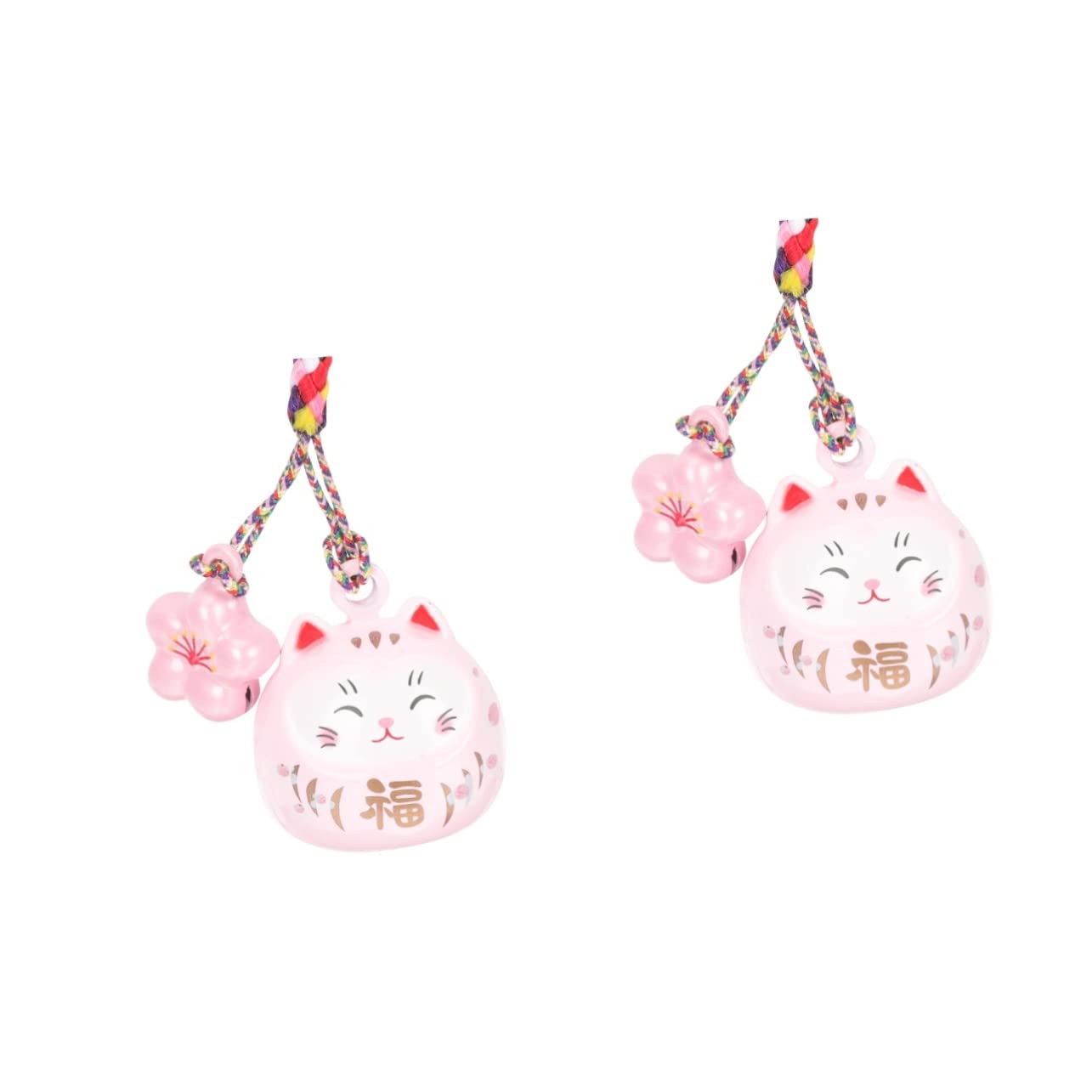 PACKOVE2pcs Water Sound Bell Phone Key Chains Japanese Keychain Car Charms for Rear View Mirror Japanese Backpack Luck Cat Pendant Miss Ornaments Ceramics To Weave