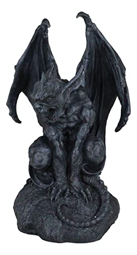 Estatua grande de gárgola guardian encorvada con alas 12.5 pulgadas miniatura 6