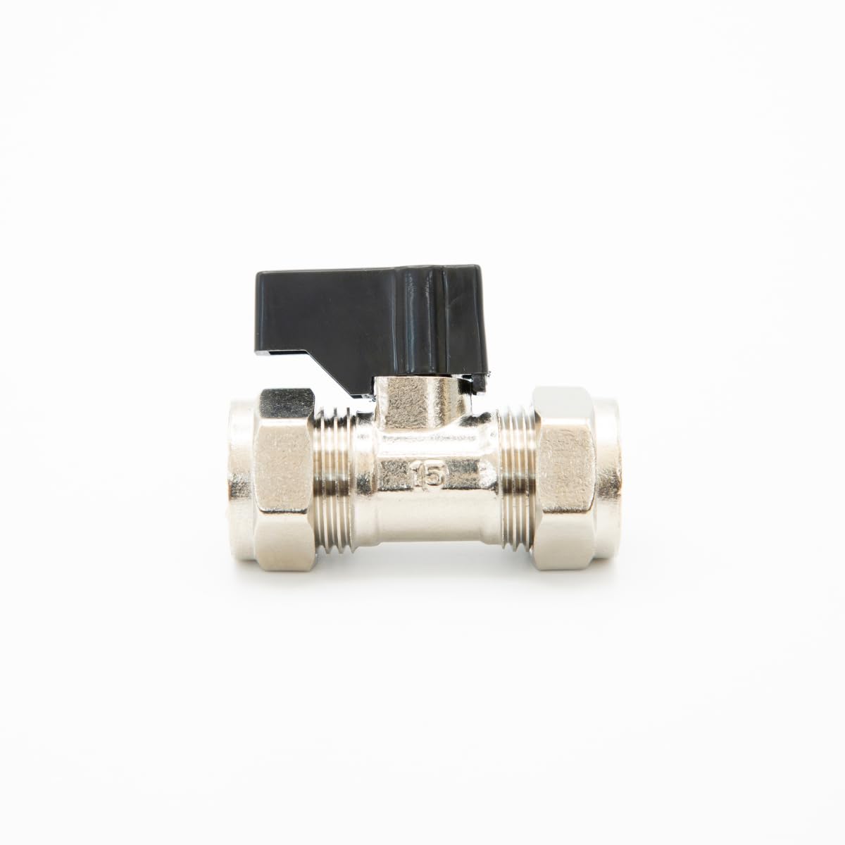 Plumb Bliss Chrome 15Mm Isolation Valve With Black Lever Handle