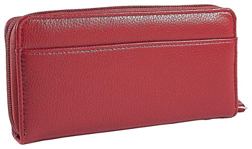 Large Zip Around Leather Wallet, Red2
