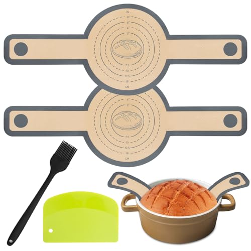 Tappetino da forno in silicone per forno olandese, 2 pezzi, tappetino da forno, tappetino per impasto, pennello per olio, manico lungo, antiaderente e riutilizzabile in silicone per impasto, macarons