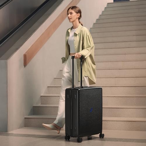 OIWAS 24 Inch Luggage, Checked Luggage with Spinner Wheels, DIY Medium Suitcase with TSA Lock, Polycarbonate Lightweight Rolling SuitCase, Black2