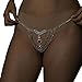 Sexy Simple Rhinestone Body Chain Thong Panties Jewelry Summer Beach Crystal Belly Chain Thong Festival Rave Bikini Rhinestone G String Waist Chain Belt for Women (Red pendant-silver)