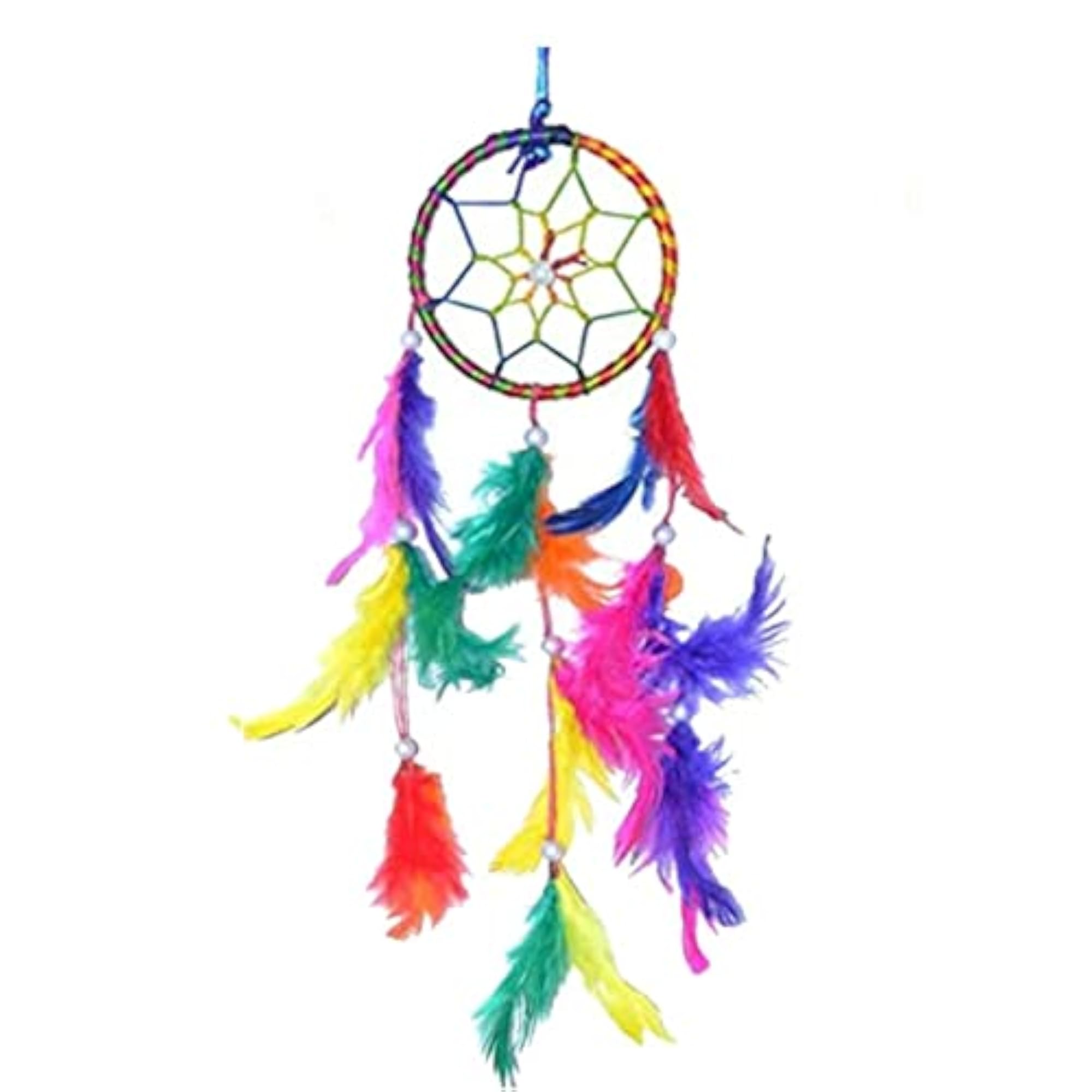 Multi Colour Handmade Dream Catcher Wall Hanging, 8 cm Diameter
