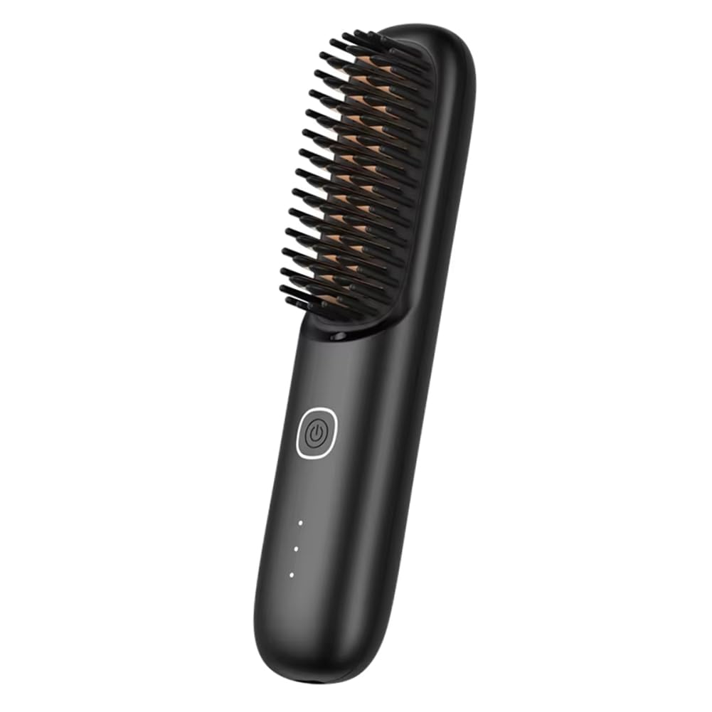 Redresseur de Cheveux à Ions Négatifs, Peigne de Lissage Portable, Fer à Boucler, Lisseur de Cheveux Noir