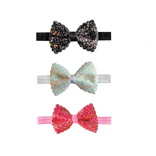 Image of ANNA CREATIONS Premium Glitter Soft Bow Multicolor Good Elastic Headband Hair Accessory for Baby Girls and Kids (Set Of 6)