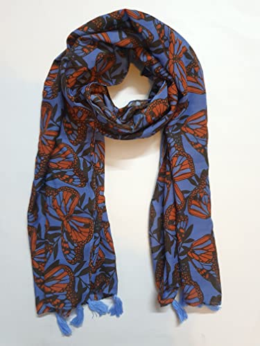 Fate Forever Cotton Head Sqare Scarf I Stole I Tippet I Color Blue Brown Butterfly I Size 66 inch x 26 inch - FFS44
