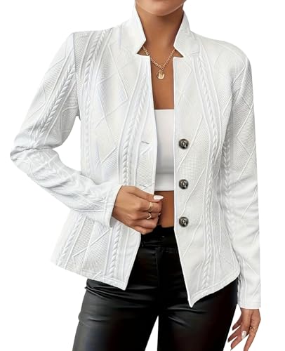 MINTLIMIT Women's Blazer Long Sleeve Button Down Blazers Stand Collar Textured Business Casual Blazers Suit Jackets