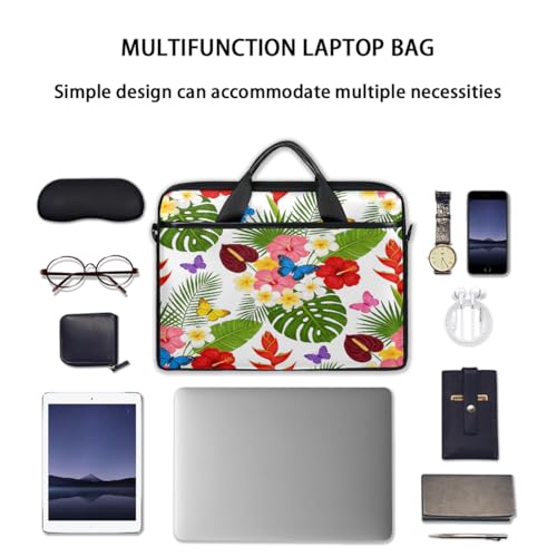 Maletín para laptop con estampado Tropical Flower Butterfly 15 pulgadas miniatura 7