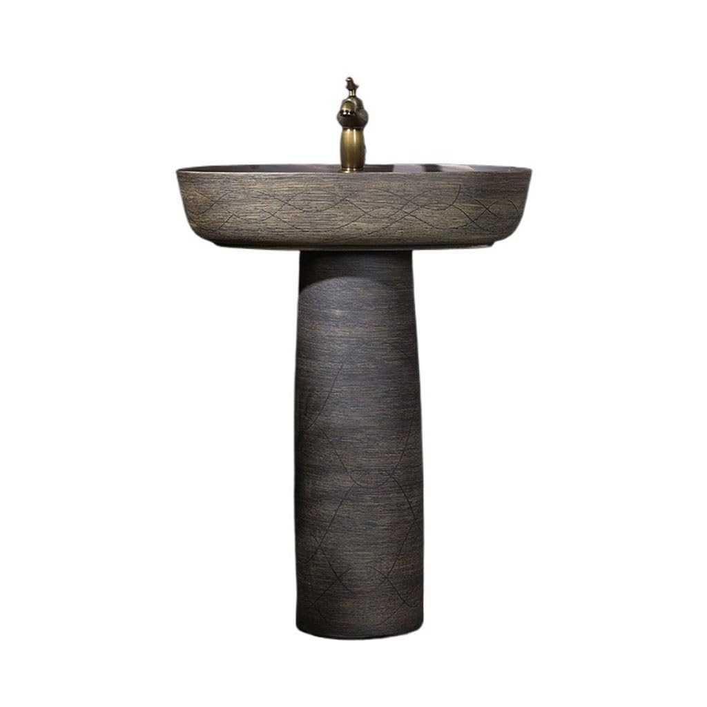 Retro Column Washbasin Outdoor Courtyard Art Bathroom Bowl Sink
