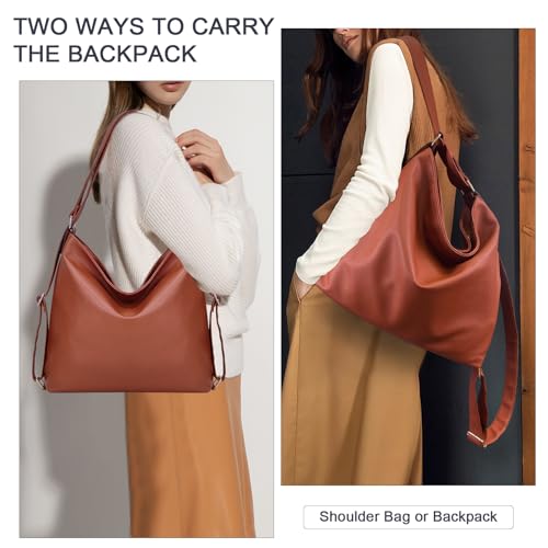 ARNTY Rucksack Damen Handtasche 2 in 1, Elegant Schultertasche für Arbeit, Reisen, Ausflug (Braun)