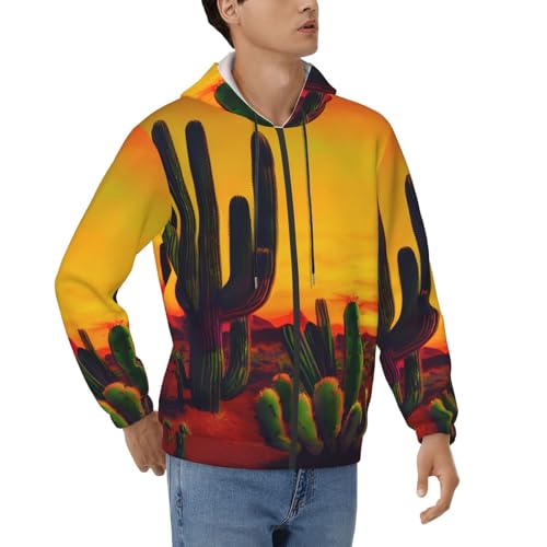 KPXXAQT Felpa con cappuccio da uomo con stampa di cactus