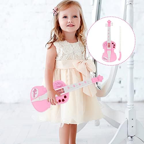 STOBOK Kids Violin Toys, Adjustable Strings Plastic Electric Violin Children Education Toys Mini Musical Instruments Learning Toy for Birthday Party Favor Pink 8