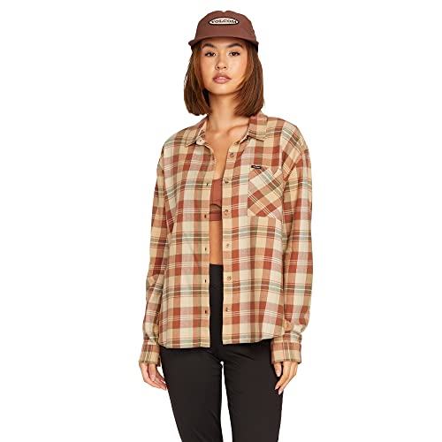 Volcom Women's Plaid to Meet U Long Sleeve Flannel Shirt