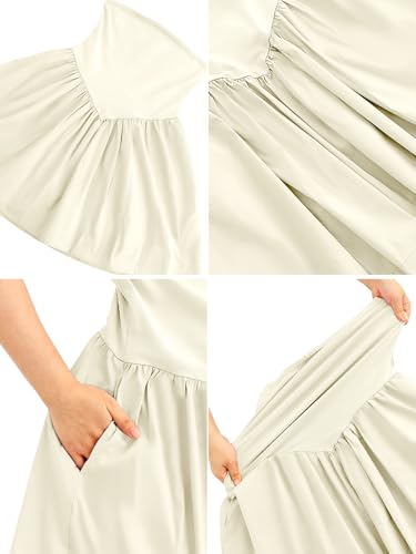 Image of Tube Top Mini Dress for Women Cotton Strapless Short Dress Casual Sexy Summer Vacation Beachy Flowy Sundress