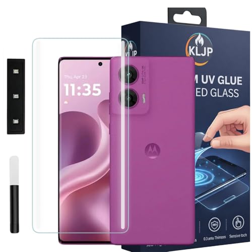 Image of Premium HD+ UV Tempered Glass Screen Protector For Moto G96 5G (Pack of 1) Full Adhesive UV Curved Screen Protector Case Friendly HD Clarity with installation kit