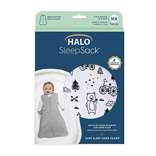 Halo Sleepsack, 100% Cotton Wearable Blanket, Swaddle Transition Sleeping Bag, Tog 0.5, Huggy Bears, Small, 0-6 Months #TOP13