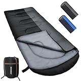 WKFAMOUT Invierno - 10 Grados Saco de Dormir para Adulto Saco de Dormir Rectangular Impermeable Cálido para Acampar con Forro y Bolsa de Compresión 4 Estaciones para Camping Senderismo de Deportes