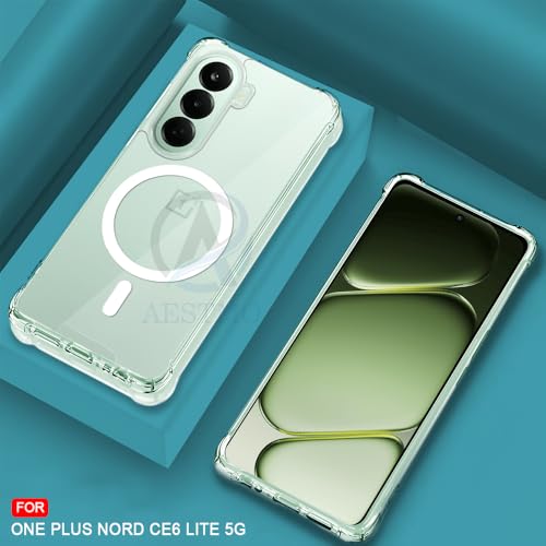 Image of AESTMO Clear Back Cover for OnePlus Nord CE 6 Lite 5G | 360 Protection | Transparent Back Cover for OnePlus Nord CE 6 Lite 5G (PC + TPU, Compatible with MagSafe Accessories, Transparent Bumper)