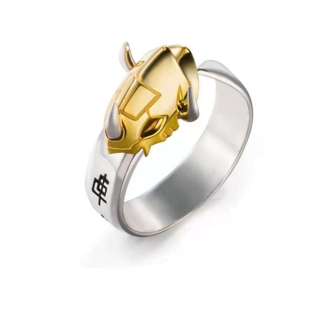 GAUEIOURDigital Monster Ring, Tyrannosaurus Rex Steel Plus Lutai Silver Ring, Sweet Cool Personalized Classic Anime Ring,Angel Ring Accessories Jewelry Gifts