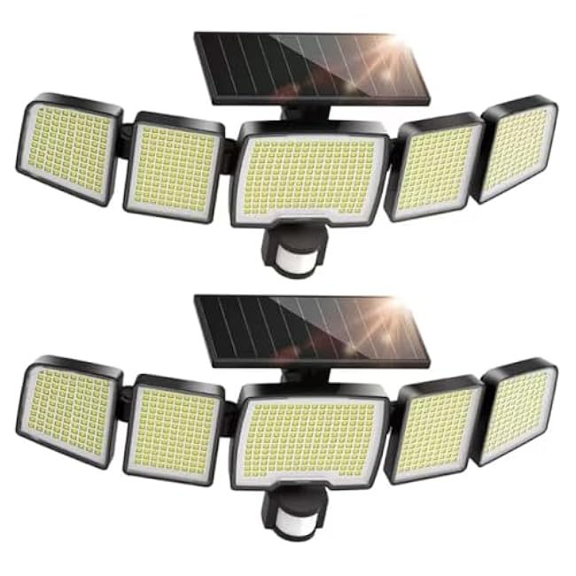 UME Solar Outdoor Lights 5 Heads Solar Security Flood Light