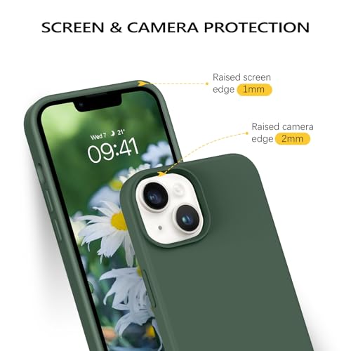 Coque iPhone 14 silicone vert armée de BENTOBEN avec doublure microfibre douce de 6,1 pouces - 5