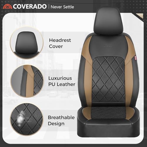 Image of Coverado Car Seat Covers, Front Seat Covers, 2 Front Automotive Seat Cover, Mesh Breathable Seat Protectors, Universal Fit for Most Cars