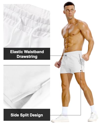 Mens Workout Sweat Shorts 3 Inch Cotton Casual Fitness Running Shorts with Pockets2