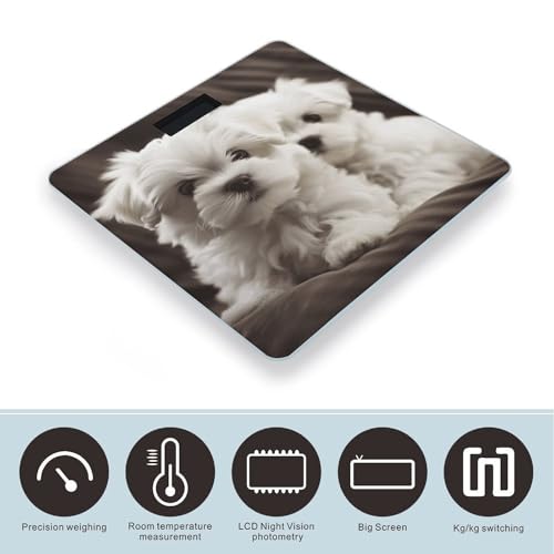 Báscula digital de baño con diseño cachorro Maltés miniatura 3