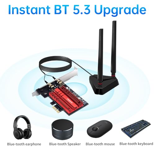 Image of FENVi WiFi 6E PCIe Card with Bluetooth 5.3, AX5400 Tri-Band Desktop Adapter Expands to 6GHz Band Supports MU-MIMO, OFDMA, Ultra-Low Latency Compatible with Windows 10 /11 (Low-Profile Bracket Included)