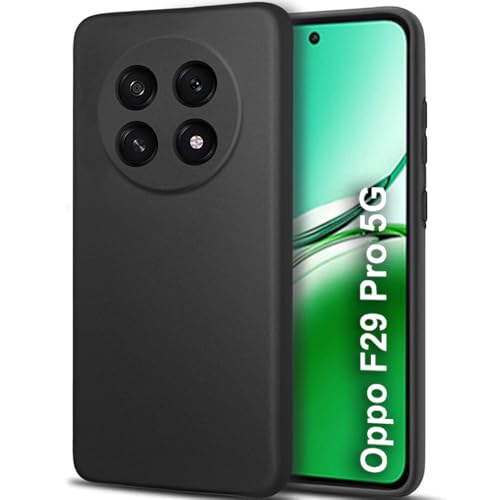 Image of TheGiftKart Sleek Back Cover Case for Oppo F29 Pro 5G | Slim Fit Protective Design | Ultra Matte Finish | Camera Protection Bump | Soft Silicon Back Cover Case for Oppo F29 Pro 5G (Silicone, Black) | Slim Fit