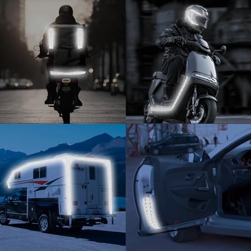 Image of Reflective Tape 2 inch x40ft Fluorescent White, DOT-C2 Waterproof Reflective Stickers & Reflector Tape with Strong Adhesive for Trucks, Trailers, Motorcycles, Bikes, Outdoor Safety
