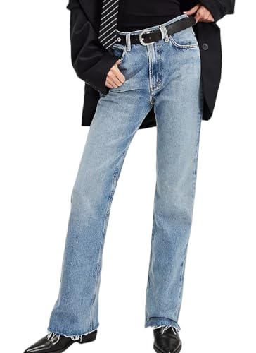 Women's Flare Bell Bottom Jeans High Waisted Raw Hem Bootcut Jeans Stretchy Denim Pants
