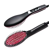 Steam Hair Straightening Brush Professional Hair Straightener Digital LCD Display Flat Iron with Ceramic Tourmaline for Curly Hair Thick Hair Afro Hair